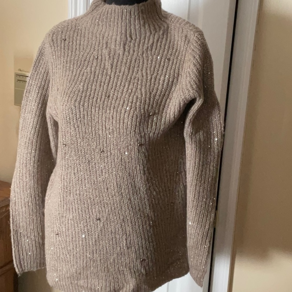 Taupe sweater with sparkle beading